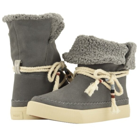TOMS Vista Water-Resistant Boot Gray Suede/Faux Shearling - Picture 1 of 6